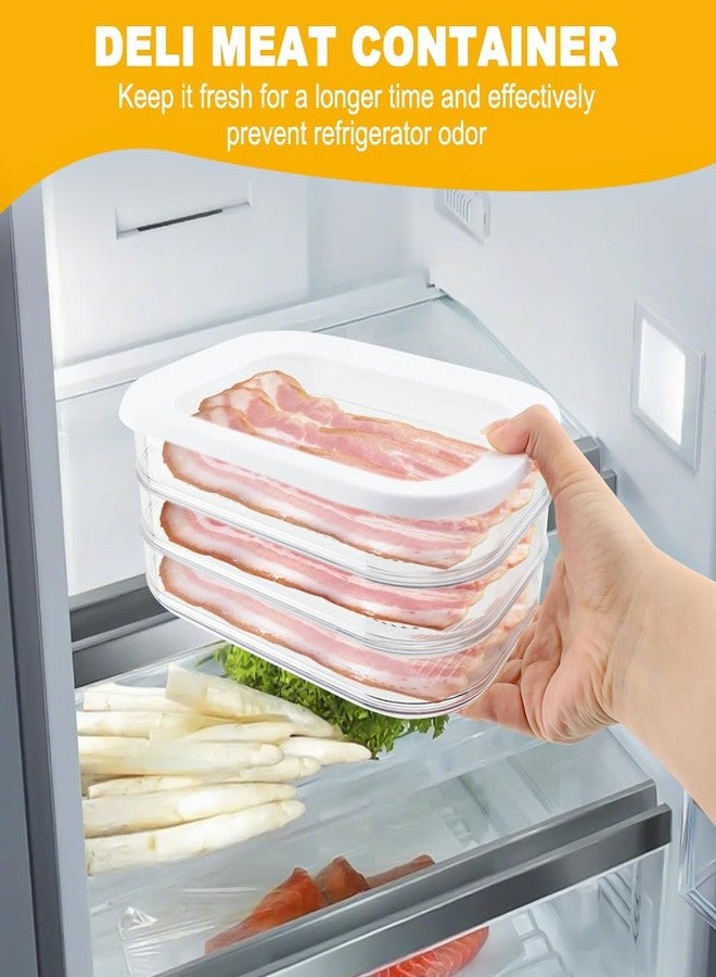 Kazheon Deli Meat Container for Fridge Stackable Bacon Cheese Container,3-Layer Cold Cuts Storage Containers Transparent Food Storage Boxes For Lunch Meat,Salami(Transparent,Size:3.35*6.3*8.86inch) - Image 3